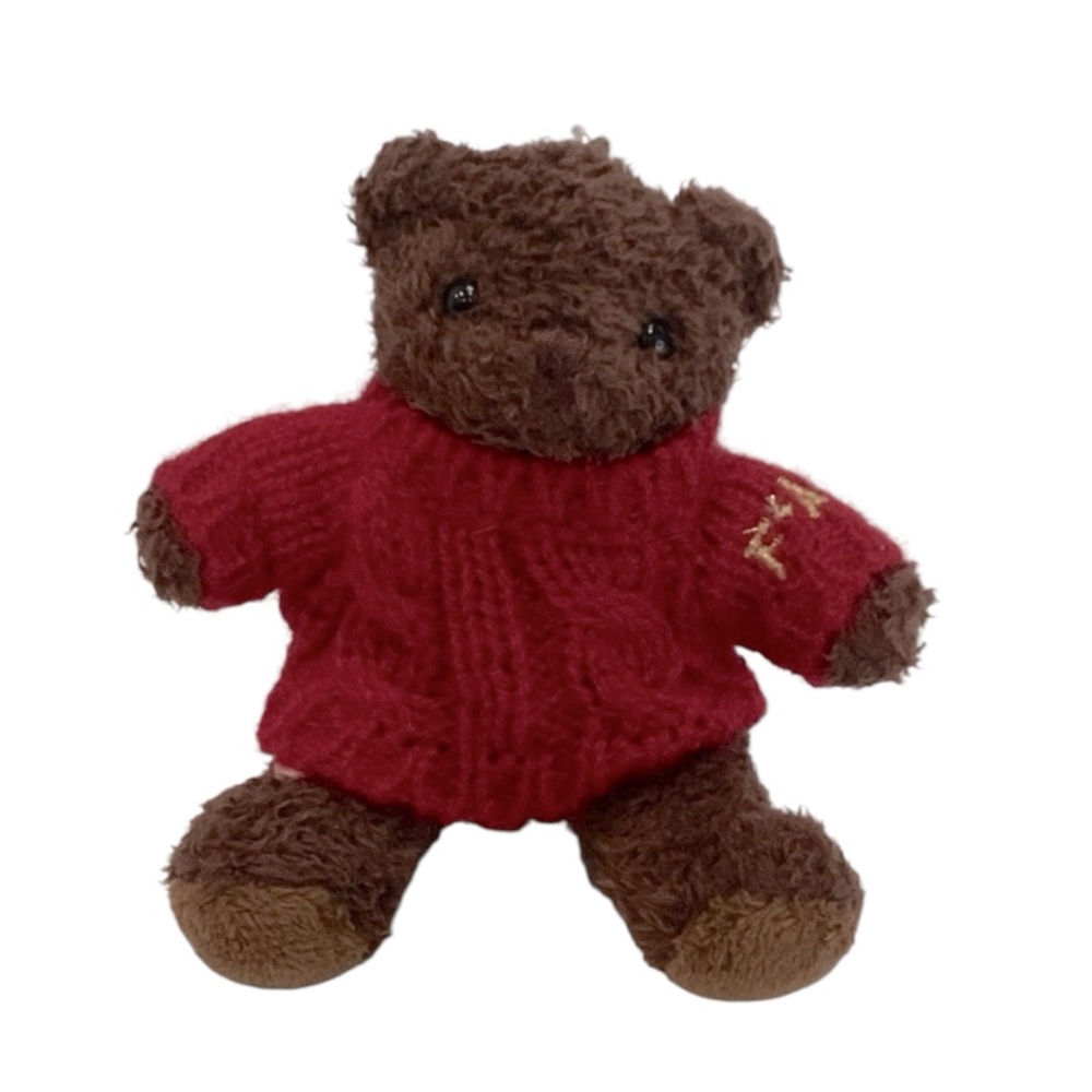 🌺 FAO Schwarz Brown Teddy Bear with Red Sweater Keychain